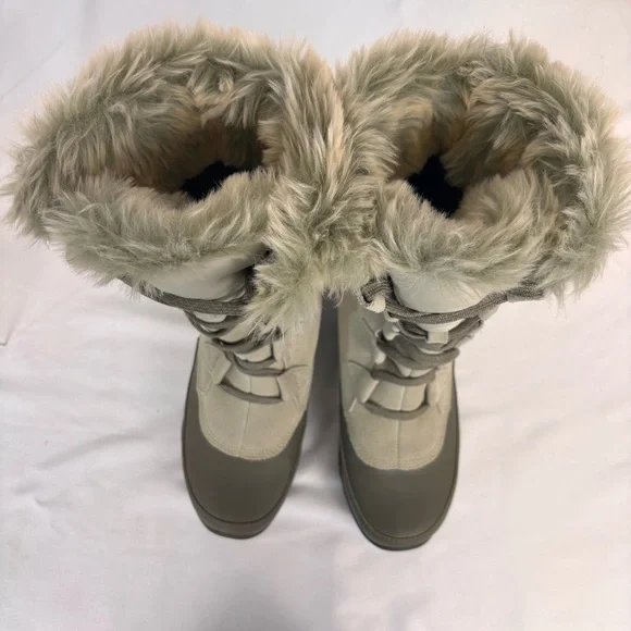 The North Face Nuptse Purna Waterproof Mid-Calf Faux Fur Boots Ivory Size 8.5 - Picture 8 of 16